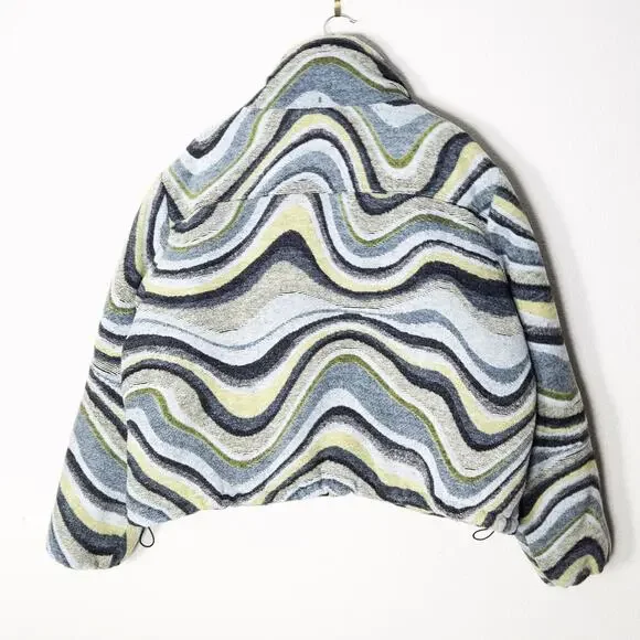 BDG Women’s Isla Wool Puffer Jacket Swirl Print Dopamine Snow Bunny Size 2XL - Picture 2 of 10
